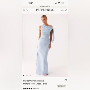 Peppermayo One Shoulder Maxi Dress - Light Blue
